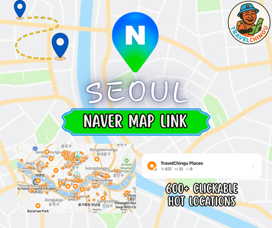 Map of Seoul with Naver map link and TravelChingu branding